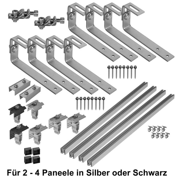 Avoltik Montageset Bitumendach für 2 oder 4 Paneele in Silber oder Schwarz
