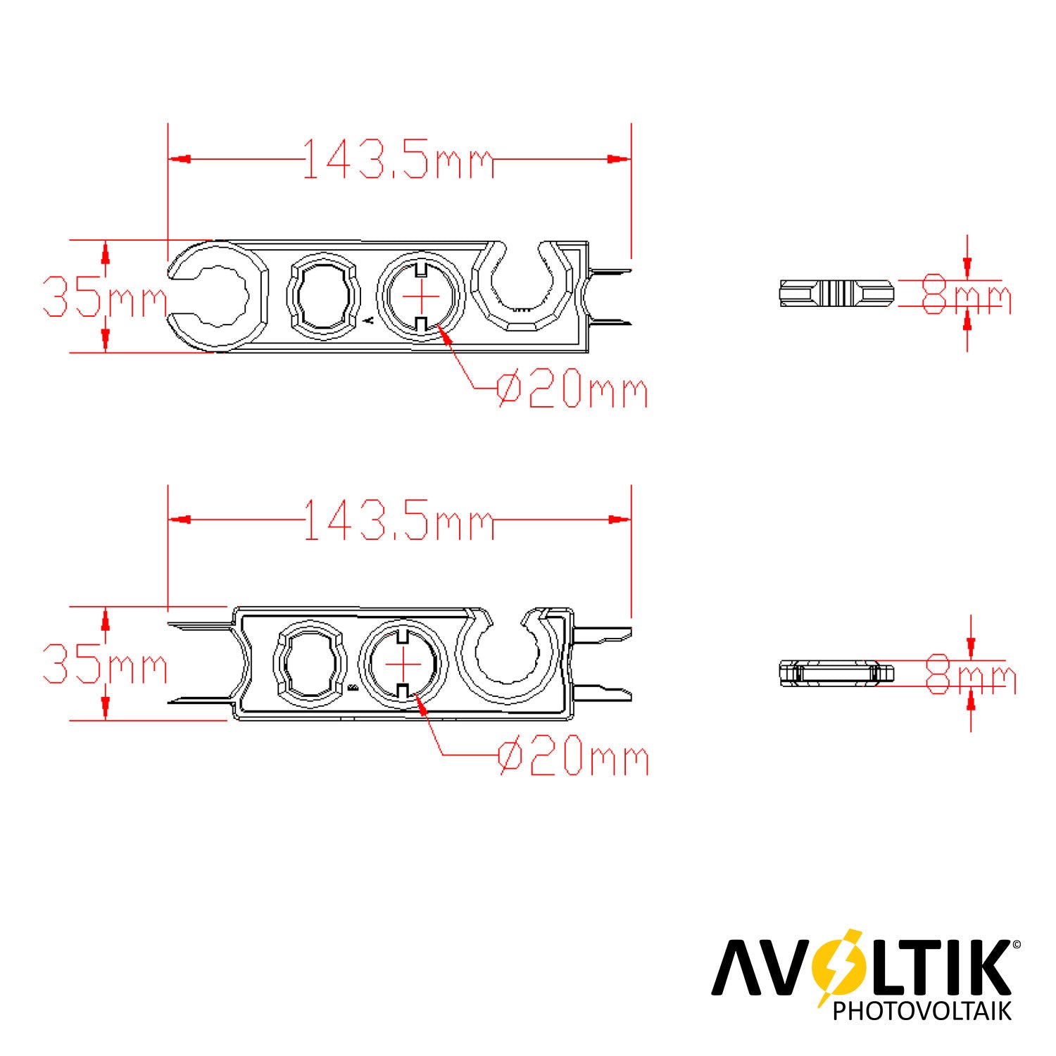 Avoltik Montagewerkzeug für MC4 Stecker Universalwerkzeug Montage, 2 Stück Bemaßung Details