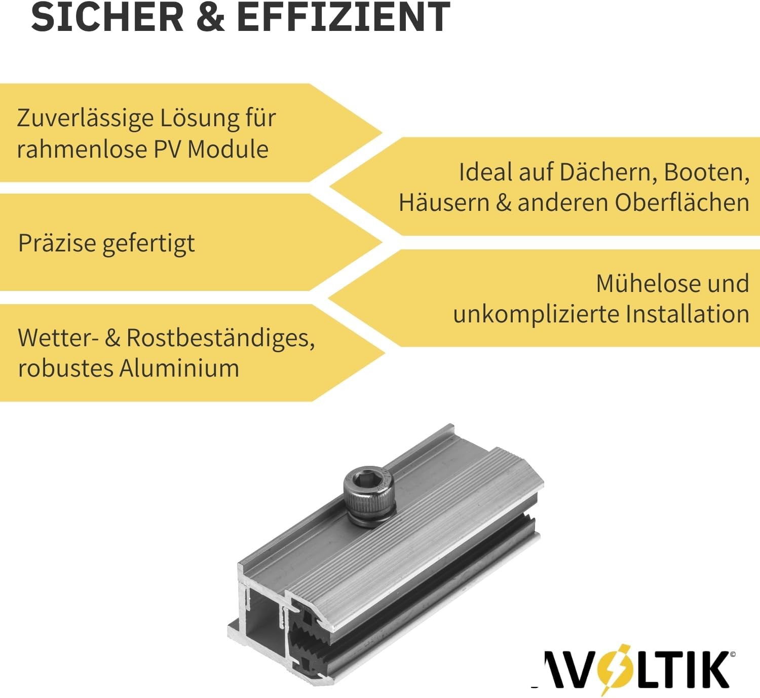 Avoltik Photovoltaik ALU Laminatklemme Endklemme für Dünnschichtmodule Produkthinweis