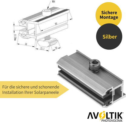 Avoltik Photovoltaik ALU Laminatklemme Endklemme für Dünnschichtmodule Produktinformation Abmessung