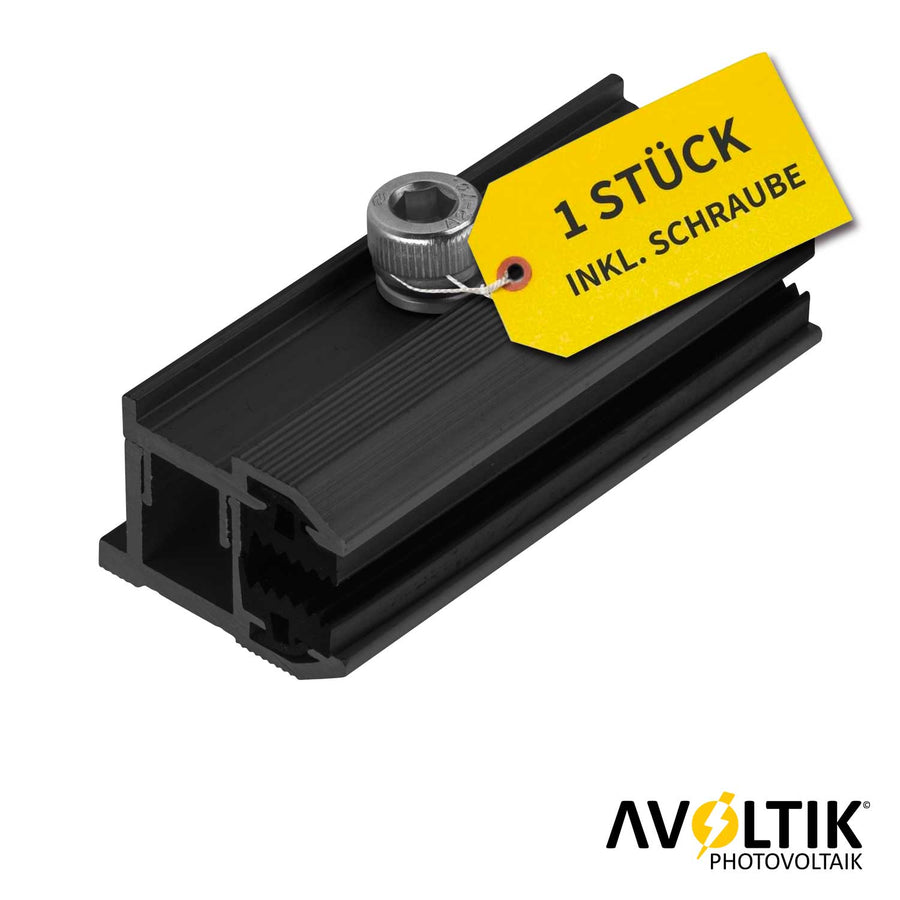 Avoltik Photovoltaik ALU Laminatklemme Endklemme für Dünnschichtmodule Schwarz
