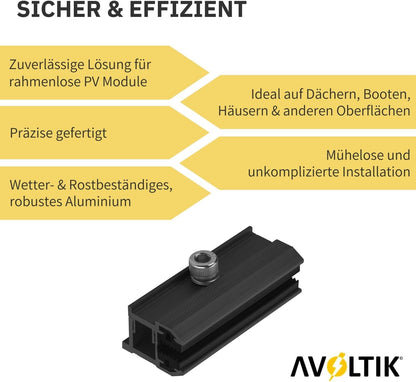 Avoltik Photovoltaik ALU Laminatklemme Endklemme für Dünnschichtmodule Schwarz: Sicher & Effizient. Produkthinweise