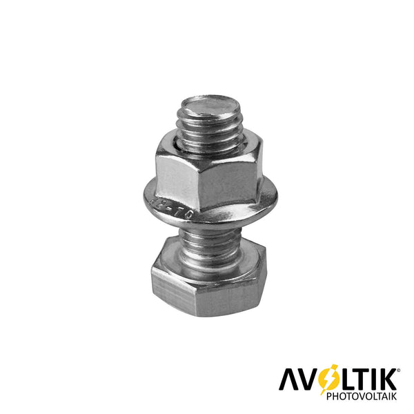Avoltik Sechskantschrauben M10 I 25mm Schrauben aus A2 Edelstahl inkl. Muttern zur PV-Modul Montage