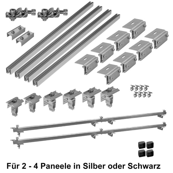 Avoltik Solar Halterung Blechfalzdach Montageset für 2 oder 4 Paneele in Silber oder Schwarz