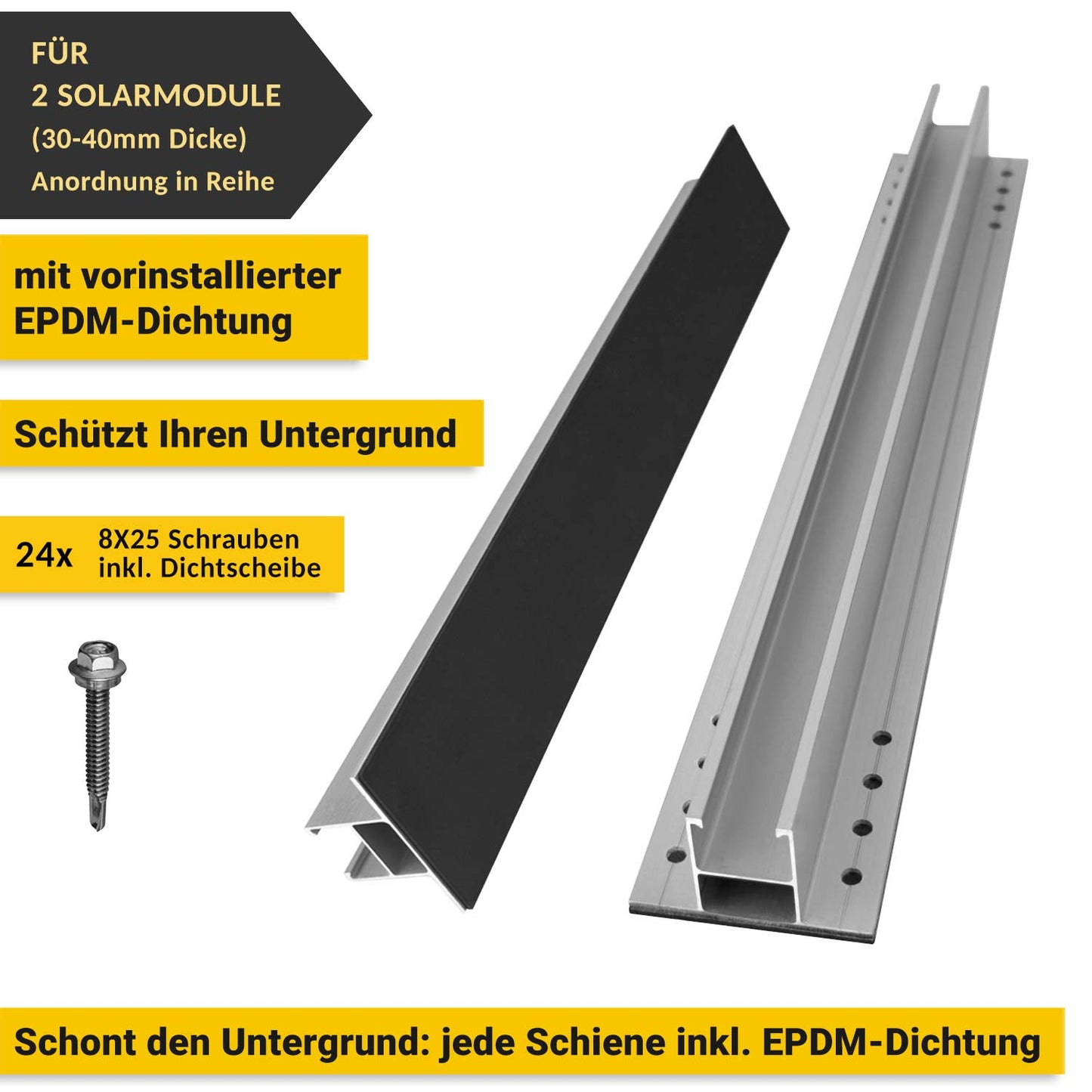 Avoltik Solar Halterung Flachdach Montageset für 1 - 4 Solarmodule von 30-40mm
