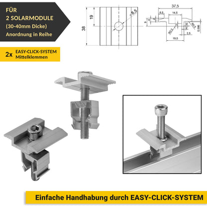 Avoltik Solar Halterung Flachdach Montageset für 1 - 4 Solarmodule von 30-40mm