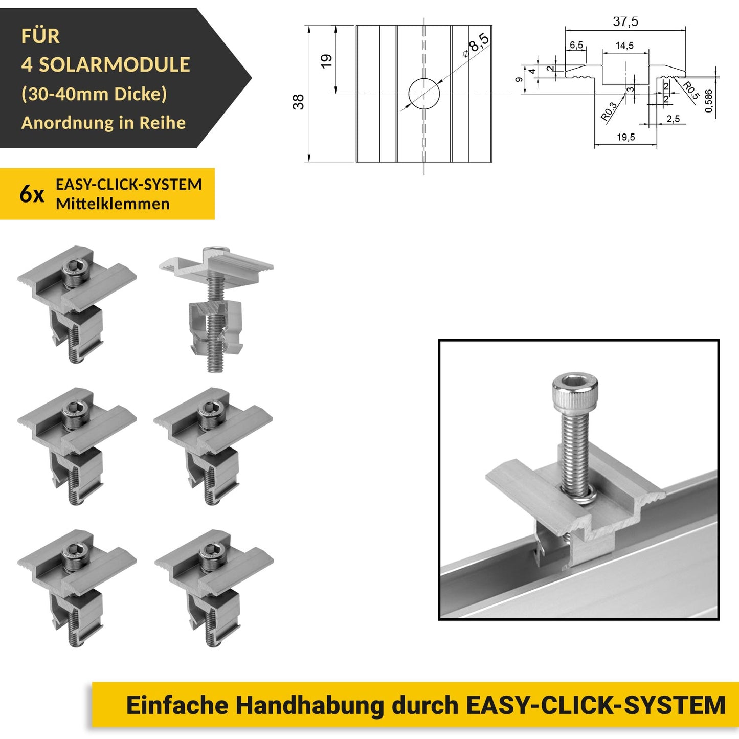 Avoltik Solar Halterung Flachdach Montageset für 1 - 4 Solarmodule von 30-40mm