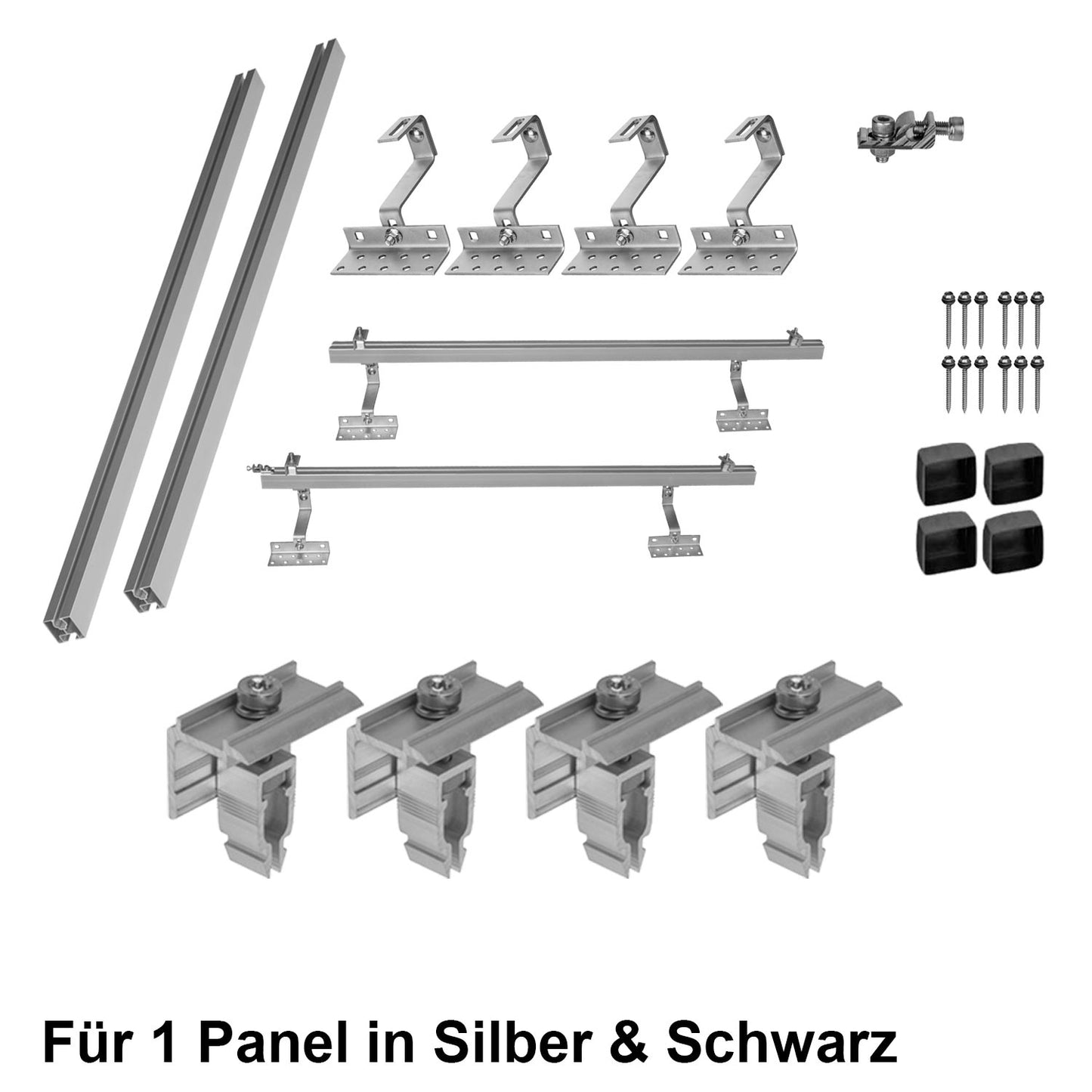 Avoltik Solar Halterung Ziegeldach Montageset für 1 Panel 30-45mm Produktbild in Silber & Schwarz