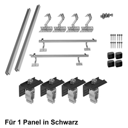 Avoltik Solar Halterung Ziegeldach Montageset für 1 Panel 30-45mm Produktbild. Endklemmen Schwarz.