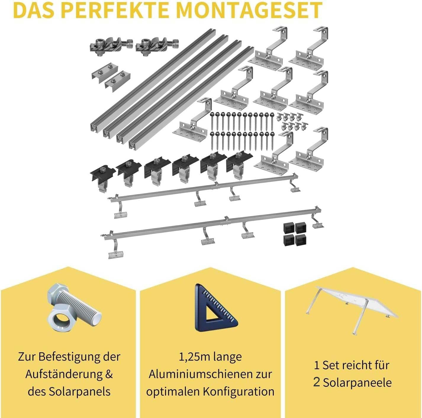 Avoltik Solar Halterung Ziegeldach Montageset für 2 Paneele 30-45mm, End-Mittelklemmen schwarz