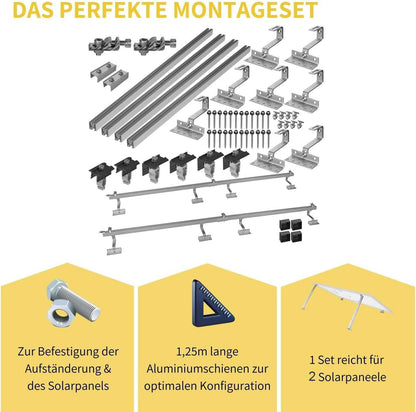 Avoltik Solar Halterung Ziegeldach Montageset für 2 Paneele 30-45mm, End-Mittelklemmen schwarz