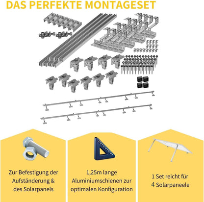 Avoltik Solar Halterung Ziegeldach Montageset für 4 Paneele 30-45mm. Das Perfekte Montageset