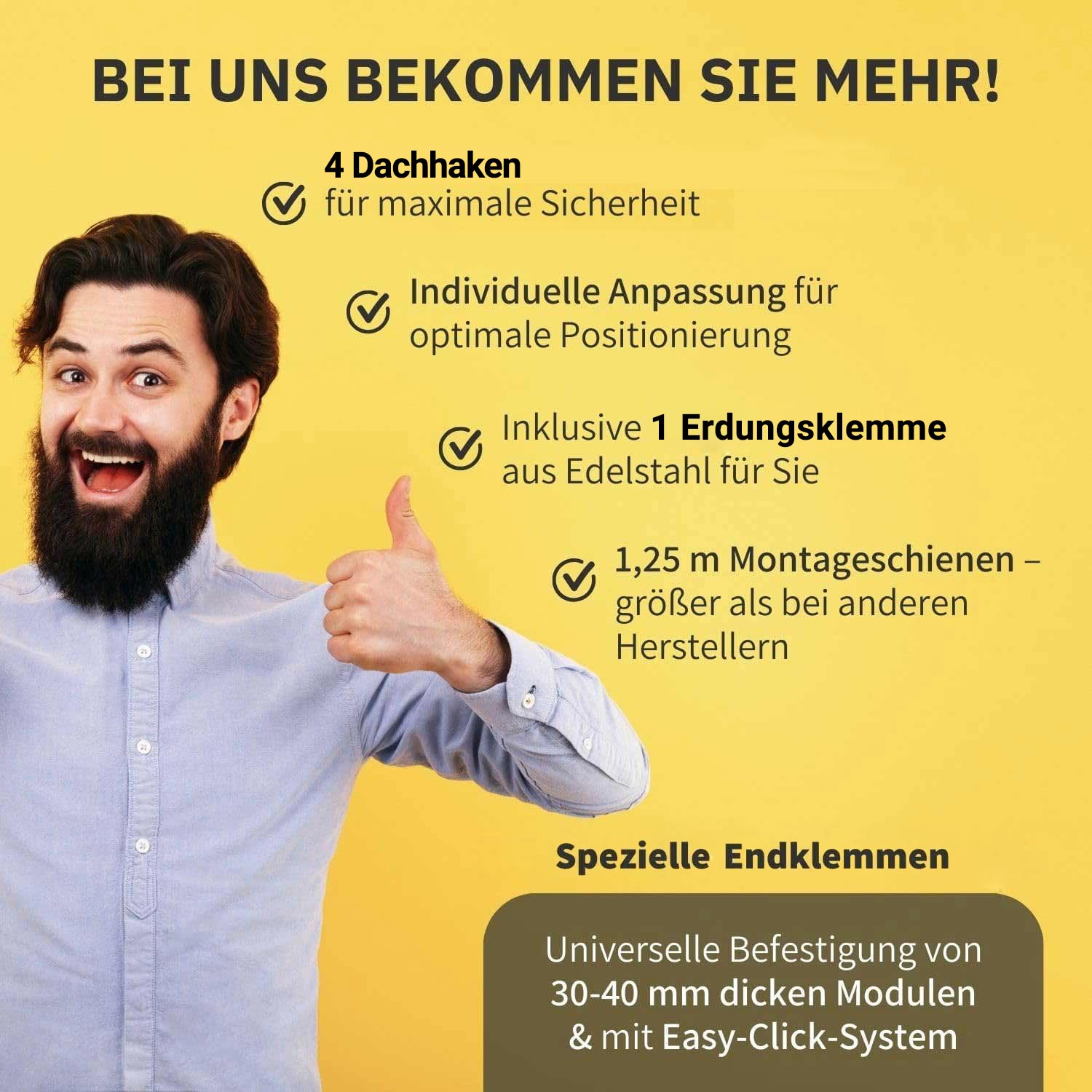 Avoltik Solar Halterung Ziegeldach Montageset für 1 Panel 30-45mm Vorteile von Avoltik