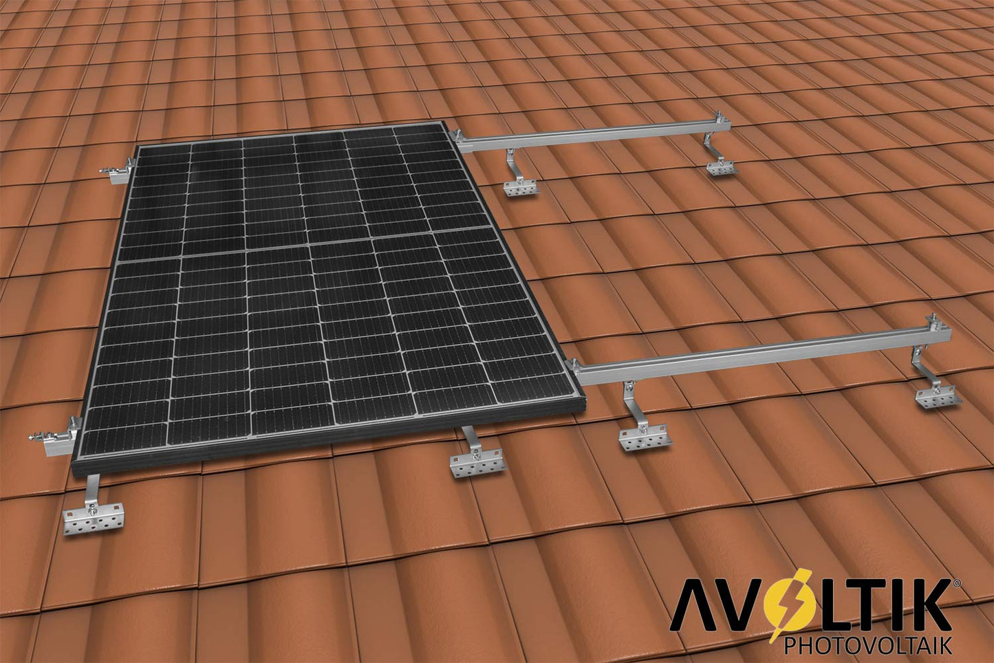 Avoltik Solar Halterung Ziegeldach Montageset für 2 Paneele 30-45mm Anwendungsbeispiel auf Dach