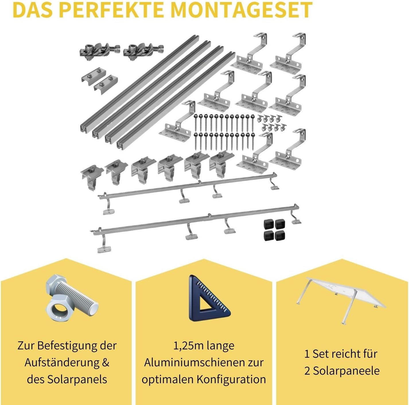 Avoltik Solar Halterung Ziegeldach Montageset für 2 Paneele 30-45mm Das Perfekte Montageset, Produkthinweise