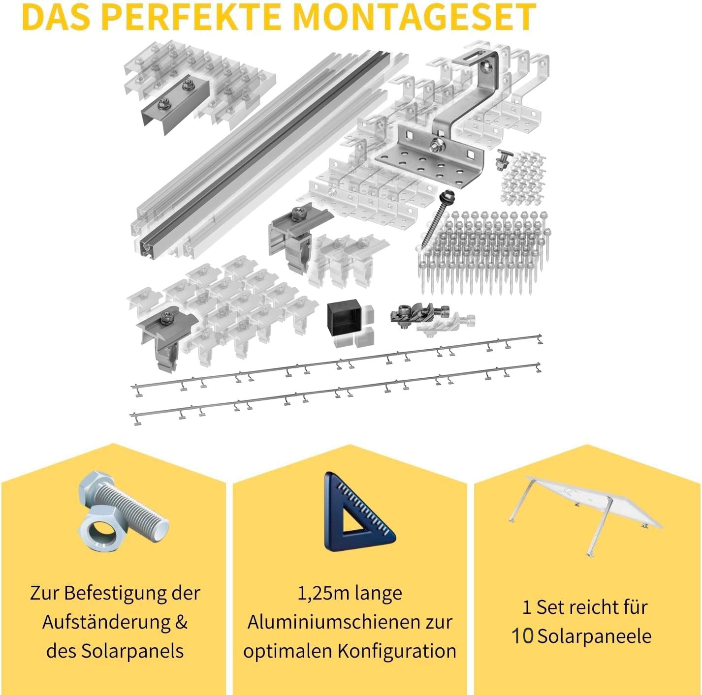 Avoltik Solar Halterung Ziegeldach PV für 10 Paneele 30-45mm Produkthinweis