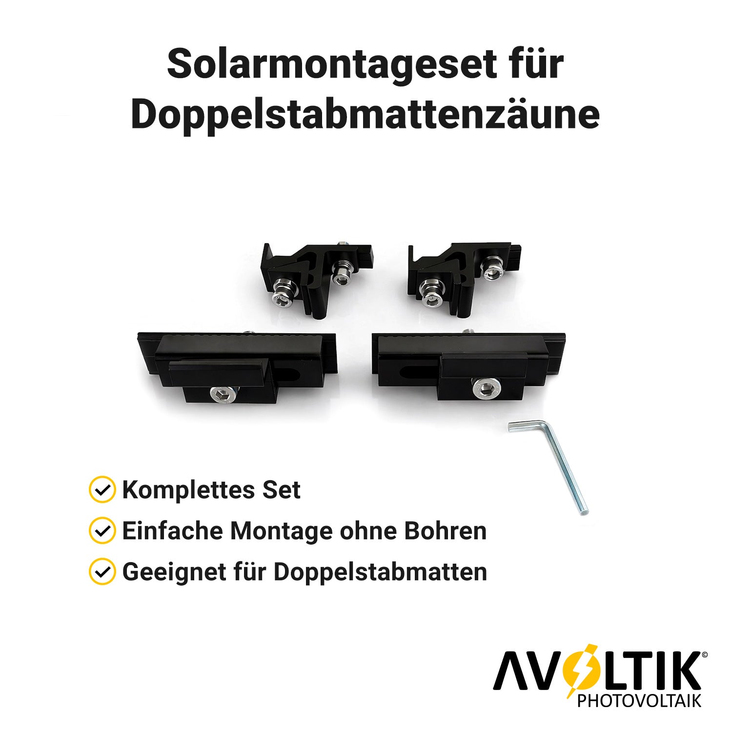 Avoltik Solarhalterung für Doppelstabmattenzaun | PV Halterung für Gartenzaun I für Module 30-35 mm roduktinformation
