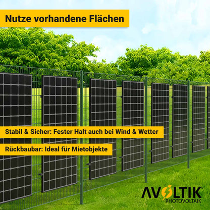 Avoltik Solarhalterung für Doppelstabmattenzaun | PV Halterung für Gartenzaun I für Module 30-35 mm Nutze vorhandene Flächen