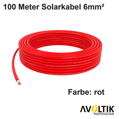 Avoltik Solarkabel 6mm² in Rot 100 Meter