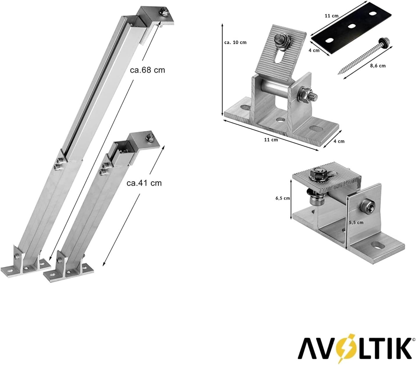 Avoltik Solarpanel-Aufständerung Größen Details