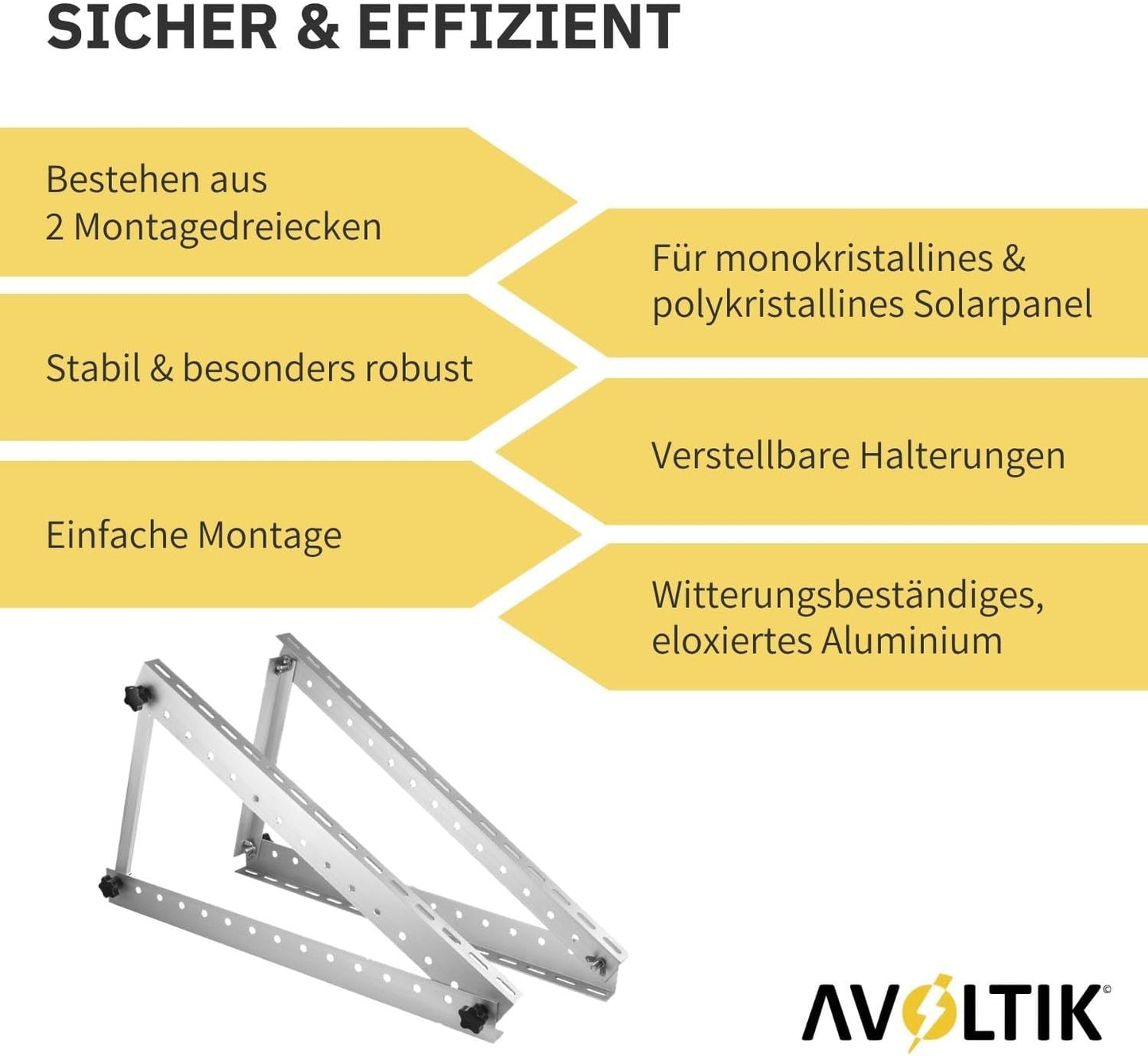 Avoltik Solarpanel-Aufsteller 45 Zoll 114 cm Sicher & Effizient