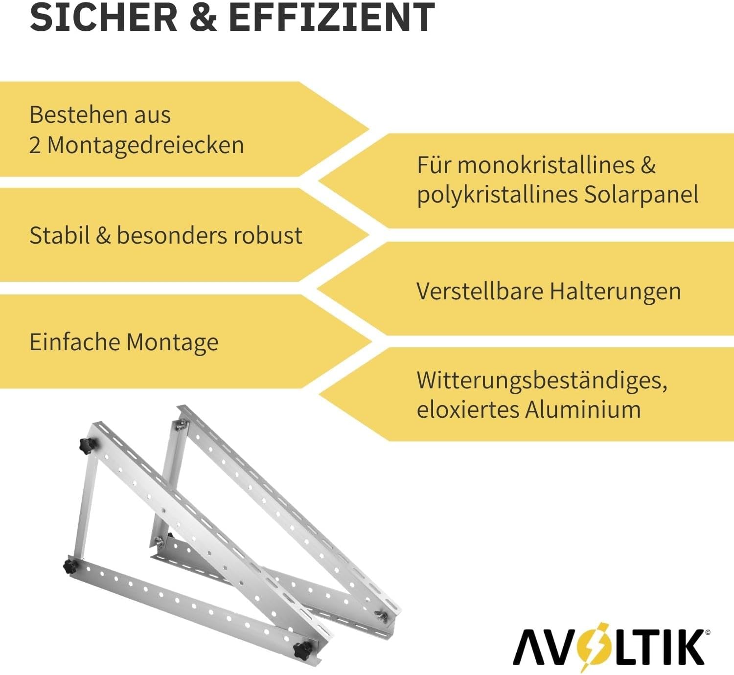 Avoltik Solarpanel-Aufsteller 45 Zoll 114 cm Sicher & Effizient