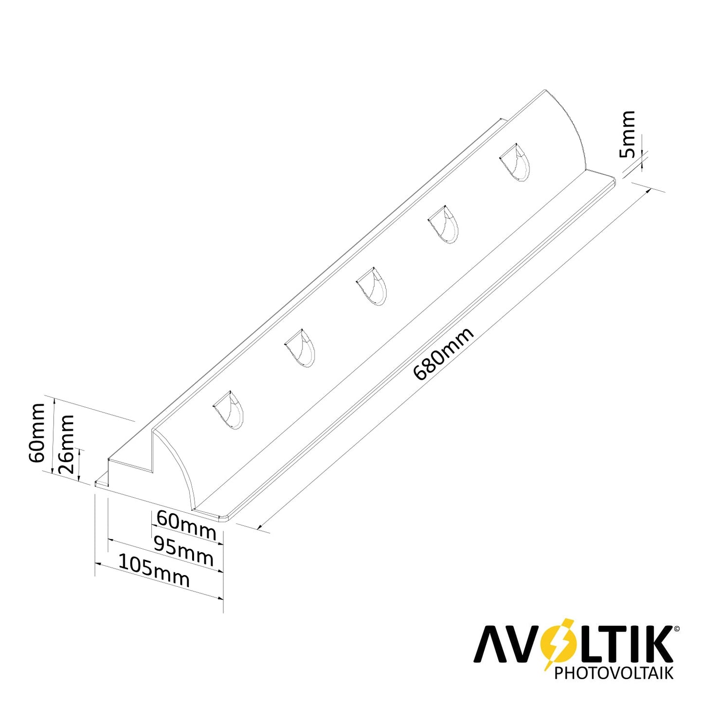 Avoltik Solarpanel ABS Halterung 68cm spoiler Solar Befestigung Montage für Wohnmobil