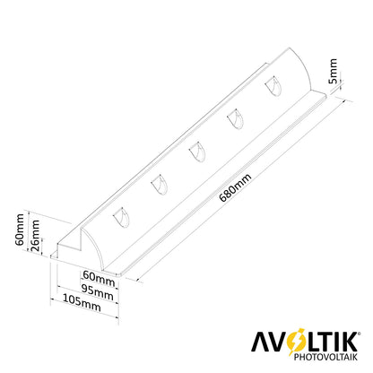 Avoltik Solarpanel ABS Halterung 68cm spoiler Solar Befestigung Montage für Wohnmobil