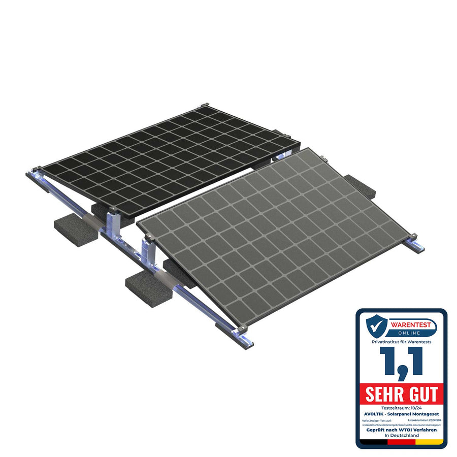 Avoltik Solarpanel Ballast Halterung für 2 Solar Module I Für Solarmodule 10⁰ Süden oder Ost-West