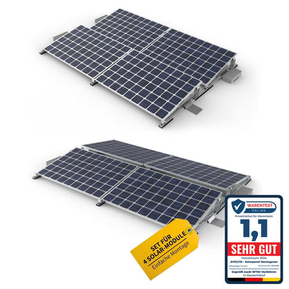 Avoltik Solarpanel Halterung für 4 Module PV Montageset für Flachdach & Boden Aufständerung 10°