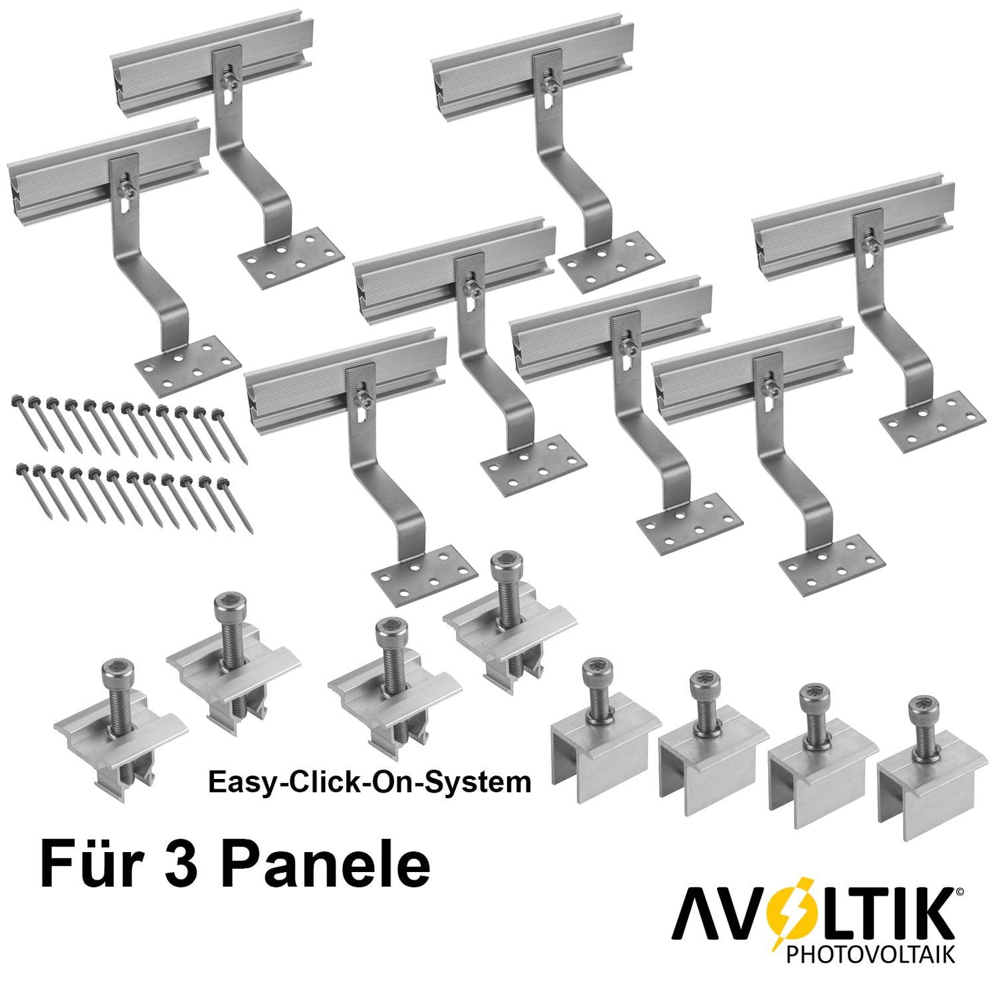 Avoltik Solarpanel Ziegeldach Befestigung Set für 3 Panele