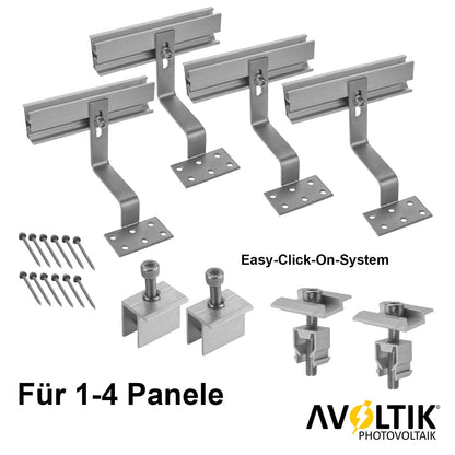 Avoltik Solarpanel Ziegeldach Befestigung für Paneele von 30-40mm für 1-4 Panele