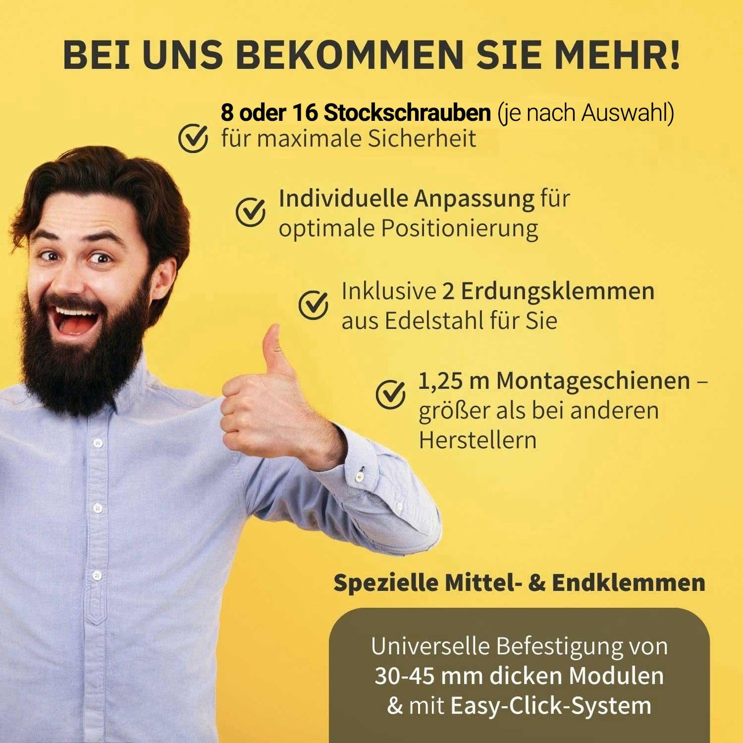 Avoltik Stockschrauben PV Montagesystem für 2 oder 4 Paneele in Silber oder Schwarz. Bei uns bekommen Sie mehr!
