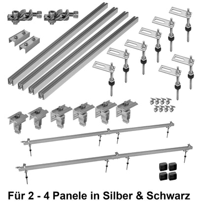 Avoltik Stockschrauben PV Montagesystem für 2 oder 4 Paneele in Silber oder Schwarz Produktbild