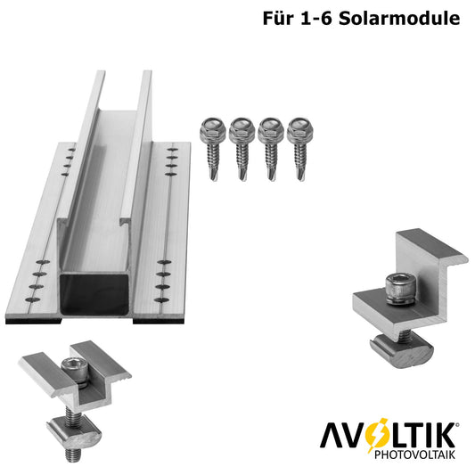 Avoltik Wellblechdach Montage Set 250mm für 1-6 Solarpanele silber