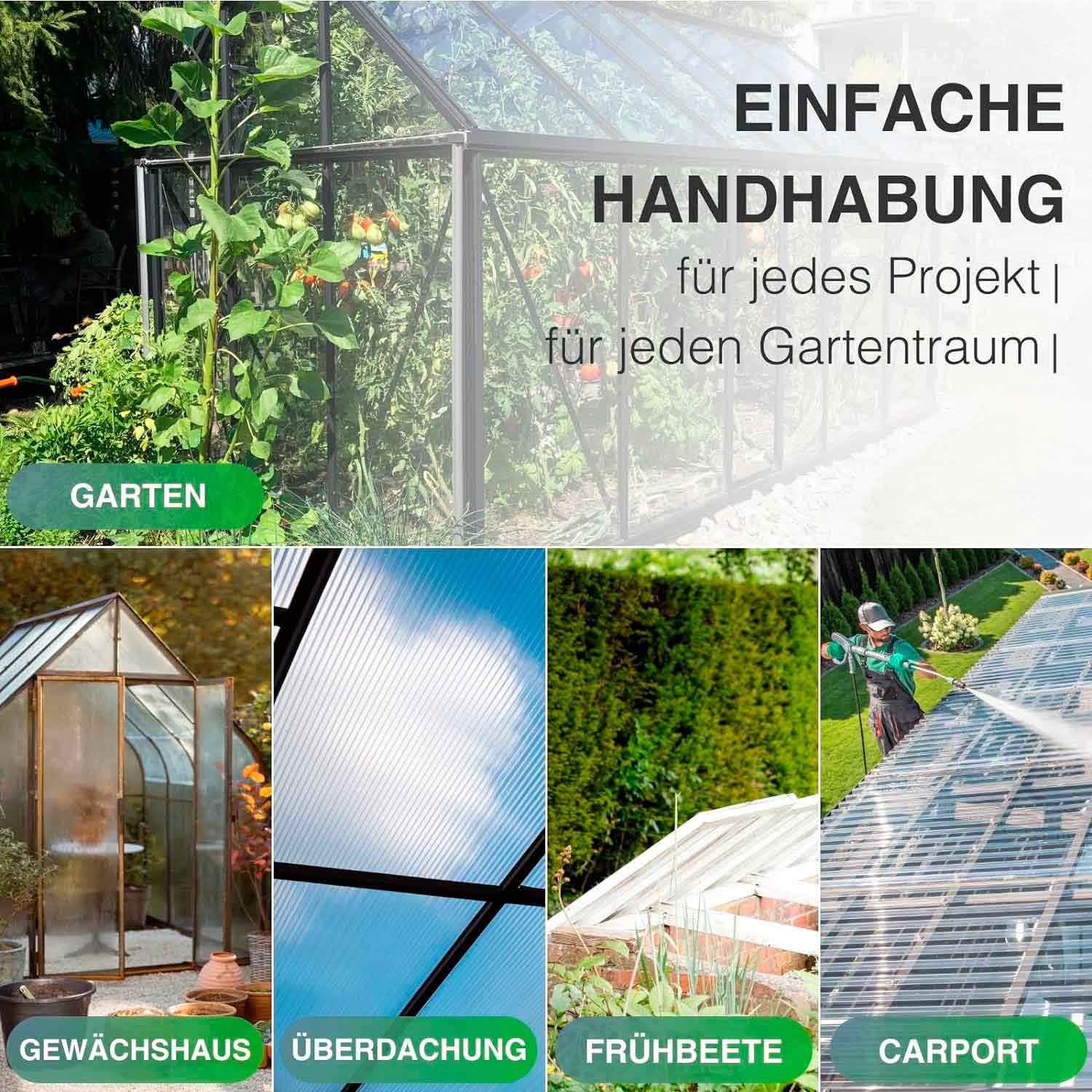 Stegplatten aus Polycarbonat Doppelstegplatten Gewächshausplatten 6mm 1000g/m² 10 Stück 700X1500 mm: Einfache Handhabung