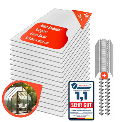 Doppelstegplatten aus Polycarbonat Gewächshausplatten 4mm 14 Stück 605X1210 mm Produktbild inkl. 50 W- & 50 Z-Klammern