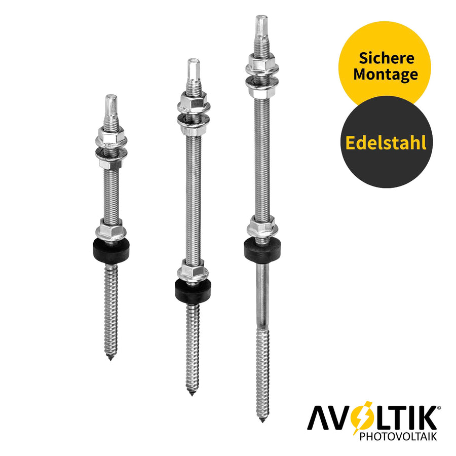 Avoltik Stockschraube M10 Edelstahl inkl. EPDM und Sperrzahnmutter