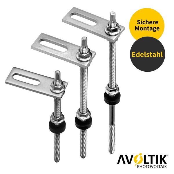 Avoltik Stockschraube M10 Edelstahl inkl. EPDM und Sperrzahnmutter mit Adapterplatte