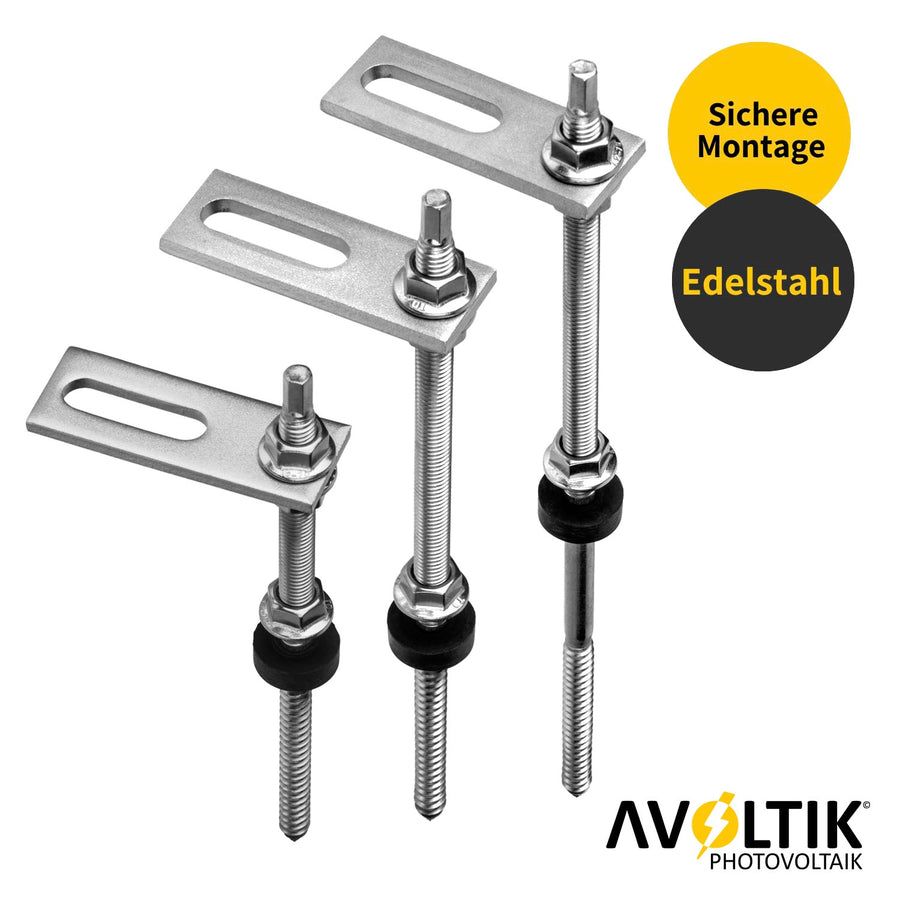 Avoltik Stockschraube M10 Edelstahl inkl. EPDM und Sperrzahnmutter mit Adapterplatte