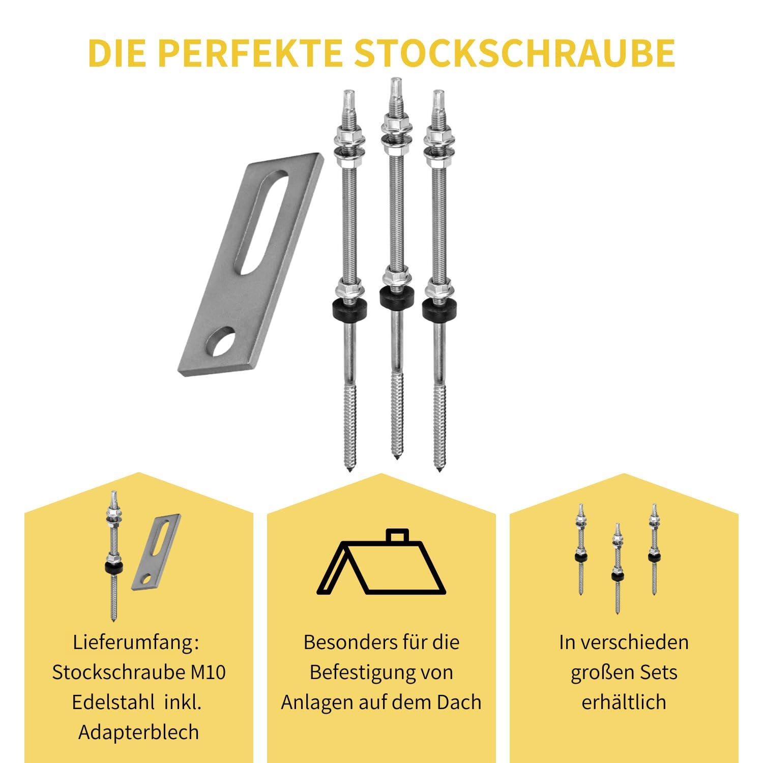 Avoltik Stockschraube M10 Edelstahl inkl. EPDM und Sperrzahnmutter mit Adapterplatte Produkthinweise