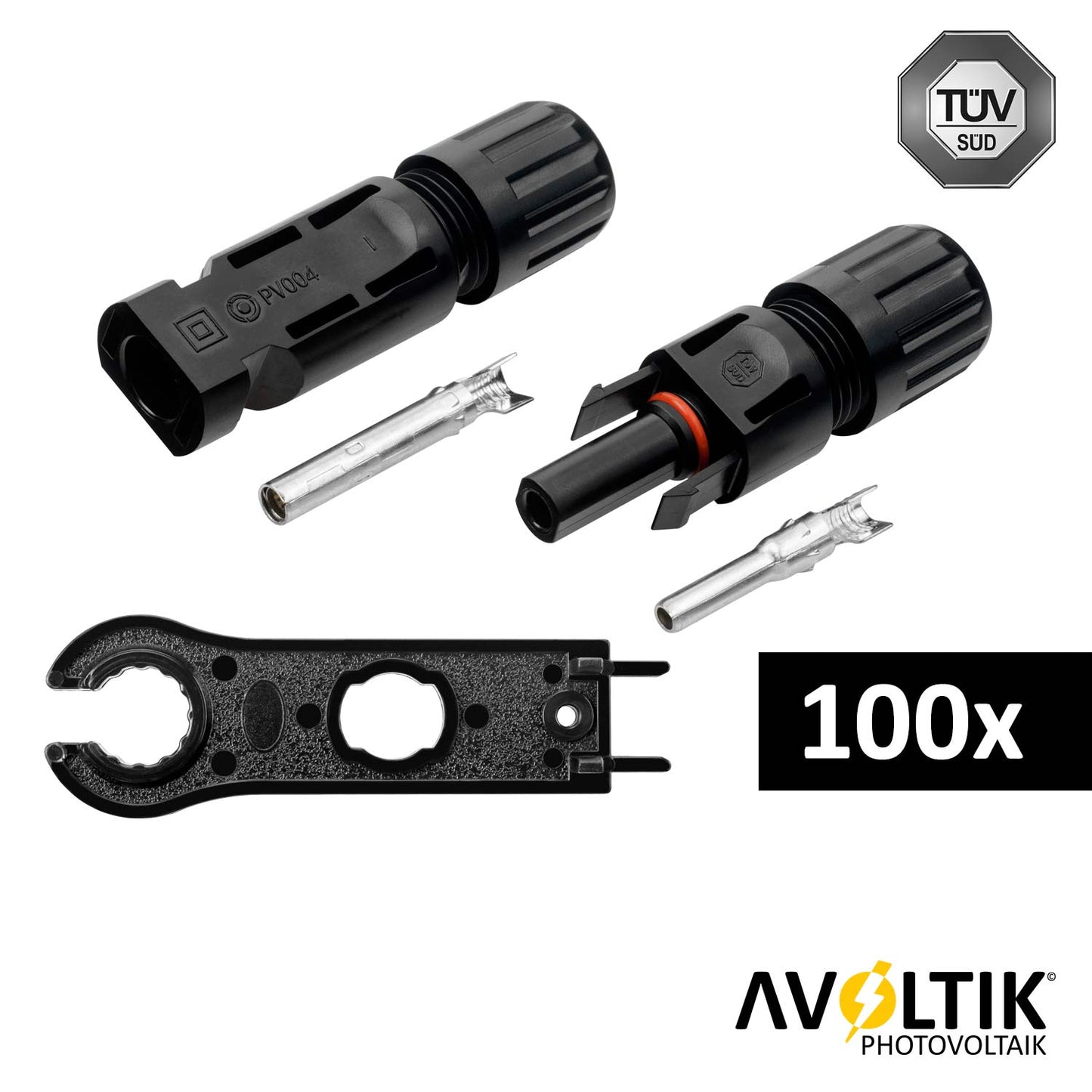 Avoltik MC4 Stecker ( Buchse + Stecker ) DC Steckverbinder für 2,5 – 6mm² 100 Paar