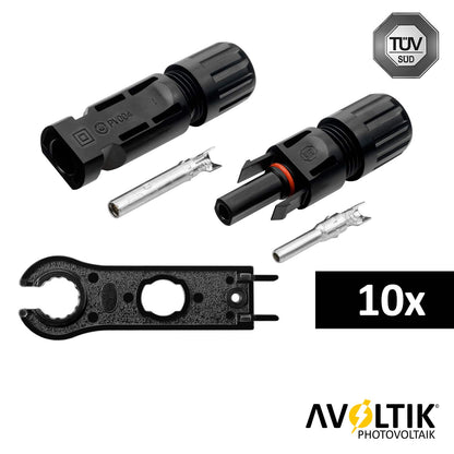 Avoltik MC4 Stecker ( Buchse + Stecker ) DC Steckverbinder für 2,5 – 6mm² 10 Paar