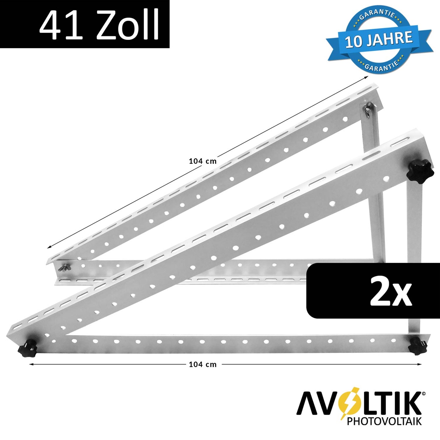 Avoltik Solarpanel-Aufsteller 41 Zoll 104 cm Silber 2 Stueck