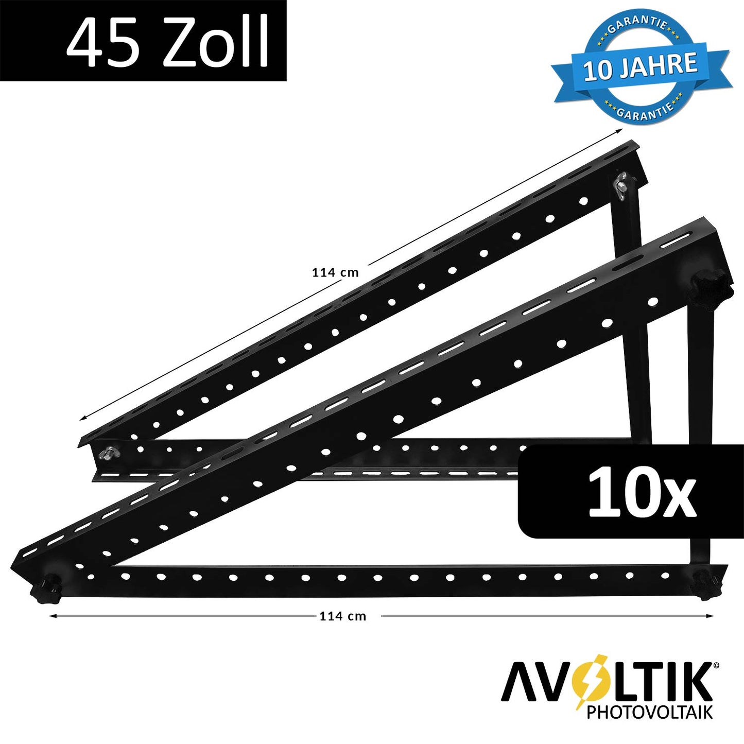 Avoltik Solarpanel-Aufsteller 45 Zoll 114 cm Schwarz 10 Stueck