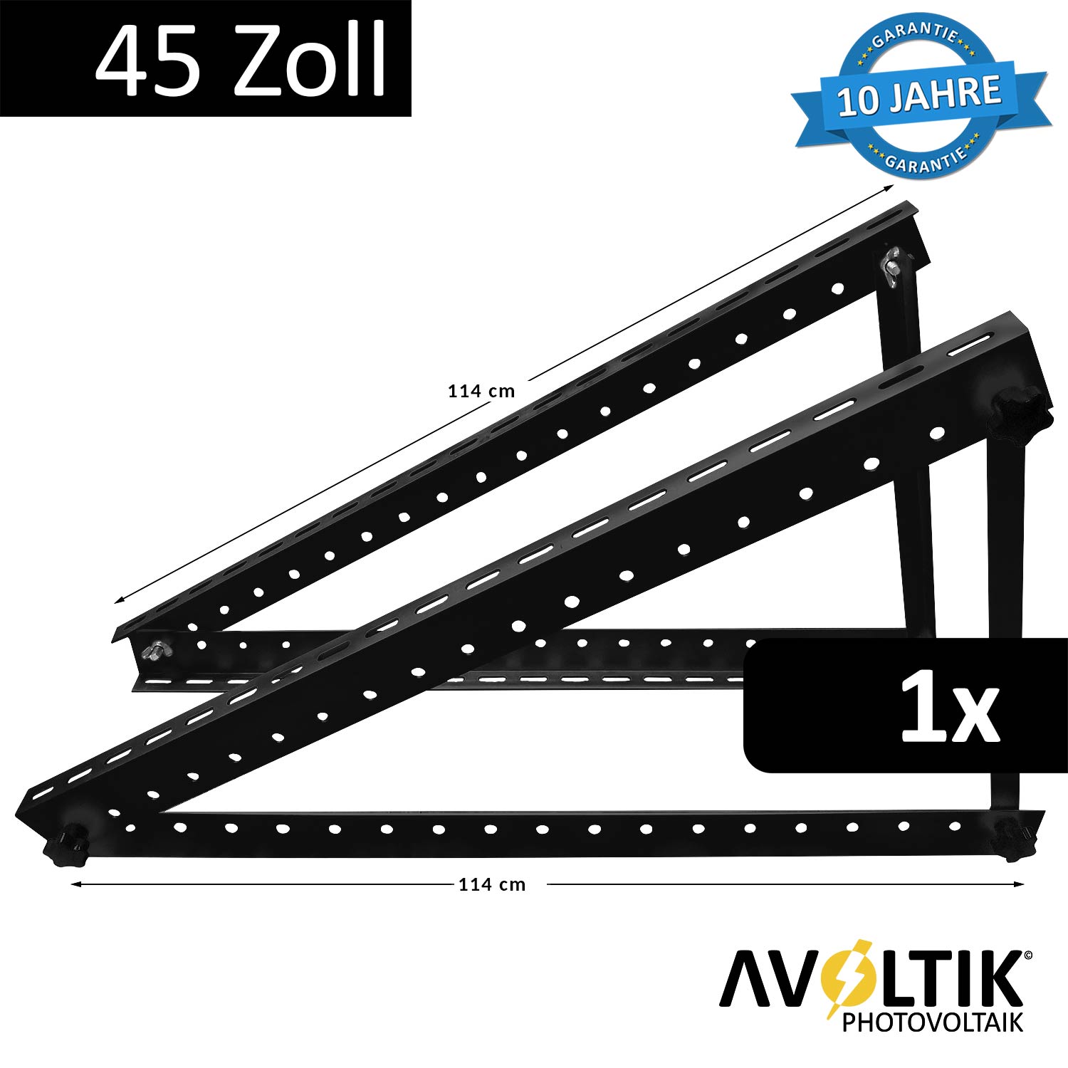 Avoltik Solarpanel-Aufsteller 45 Zoll 114 cm Schwarz 1 Stueck