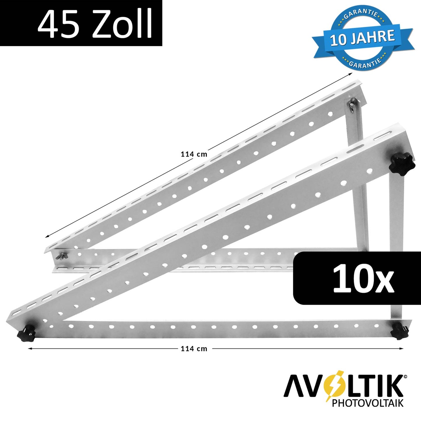 Avoltik Solarpanel-Aufsteller 45 Zoll 114 cm Silber 10 Stueck