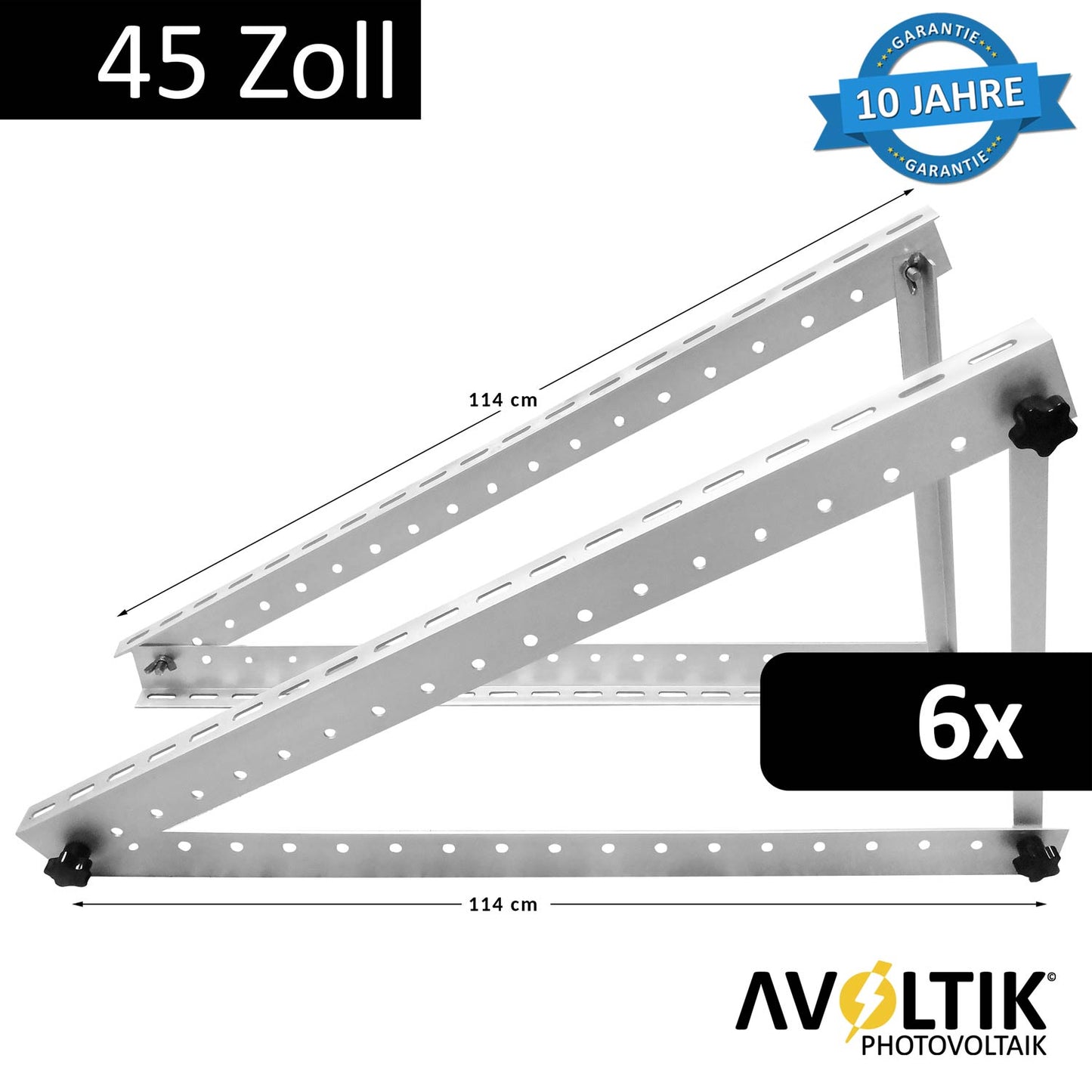 Avoltik Solarpanel-Aufsteller 45 Zoll 114 cm Silber 6 Stueck