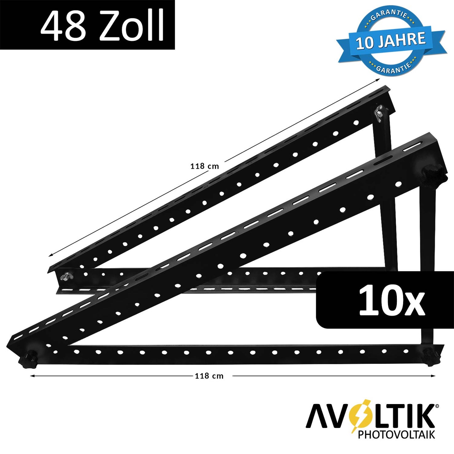 Avoltik Solarpanel-Aufsteller 48 Zoll 118 cm Schwarz 10 Stueck