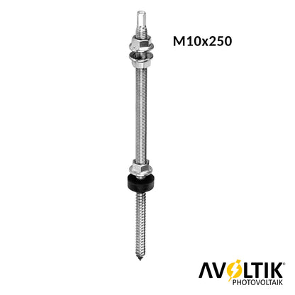Stockschraube M10 Edelstahl inkl. EPDM und Sperrzahnmutter 250mm